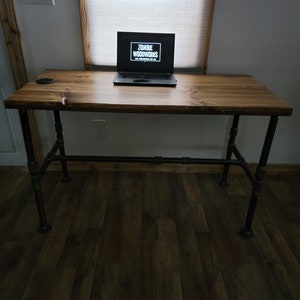 Rustic Industrial Desk with Heavy Duty Pipe Legs image 5