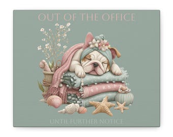 Out of the Office Bulldog Stacked Blankets Canvas