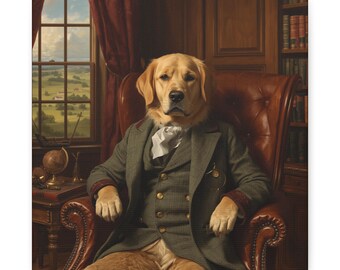 Introducing the Lord of the Manor Golden Retriever Portrait Canvas - Wall Art
