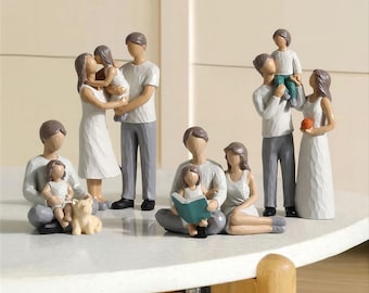 Harz-Familienskulptur, Eltern-Kind-Figuren, modernes abstraktes Familiendekor, Mutter-Vater-Kind-Statuengeschenk