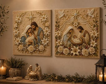 Kit de pintura de diamantes de la Natividad para hacer tú mismo, manualidades de arte con perlas 5D, manualidades religiosas navideñas, lienzo enmarcado, regalo cristiano, 7.9 pulgadas