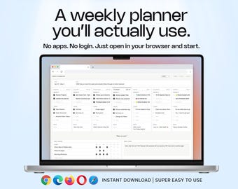Simple HTML Weekly Planner | Offline, No App, No Login (Instant Download)