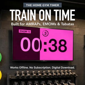 Home Gym Workout Timer | AMRAP, EMOM, Tabata Interval Timer for CrossFit & HIIT | Digital Download