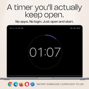 Fullscreen Countdown Timer | Simple HTML Timer | No App No Login | Focus Timer | Second Screen Timer | Offline Timer