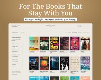 Cozy Book Journal | Digital Reading Tracker, Bookshelf Organizer (HTML App)