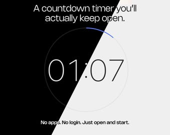 Temporizador de cuenta regresiva a pantalla completa / HTML simple, sin aplicación, ayuda para concentrarse (descarga digital)