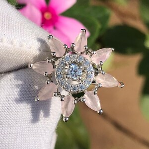 Handcrafted Pink Rose Quartz Petal Statement Ring | Romantic Floral Jewelry