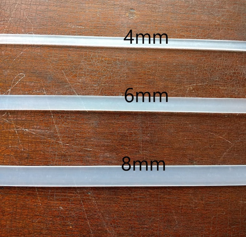 May include: Three clear plastic rods of different sizes, labeled 4mm, 6mm, and 8mm.