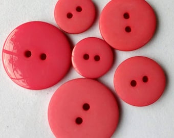 LeMSKoR Bright Pink 15mm, 25mm Shine, Matte Round Two Holes  Buttons  Rasin