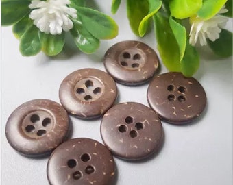 15mm x 20, 20mm x 15 Coconut Shell Thick Edge Brown 4 holes  buttons