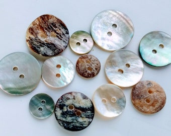 Natural Pearl 2-Hole Agoya Shell Buttons 11,5mm, 15mm, 18mm, 20mm
