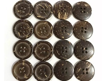 15mm x 20, 20mm x 15 Coconut Shell Classic Brown 4 holes  buttons