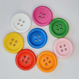 15mm, 20mm, 25mm, 30mm Wooden Blue, Red, Orange, Pink, Bab Pink, Green, Yellow, White 4 holes  buttons