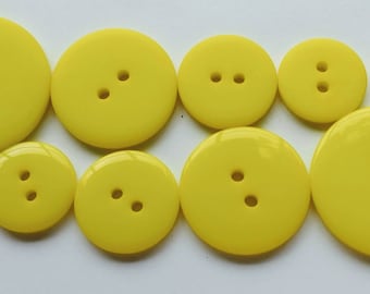 LeMSKoR LEMON YELLOW N110 15mm, 18mm, 20mm, 25mm Shine, Matte Round Two Holes Buttons  Resin