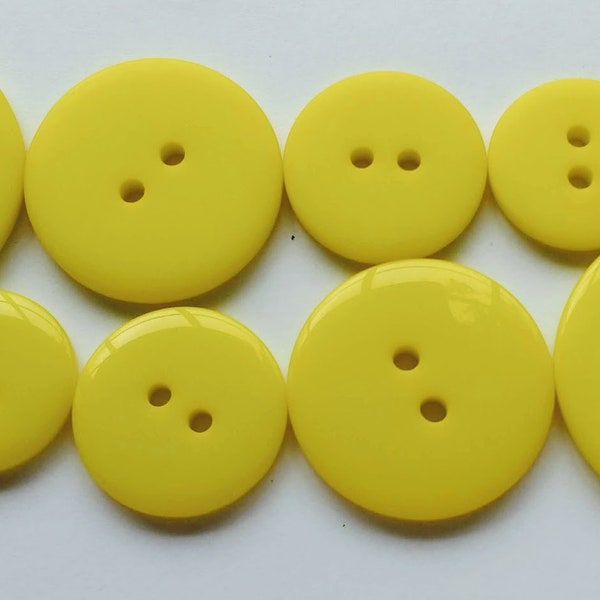 LeMSKoR LEMON YELLOW N110 15mm, 18mm, 20mm, 25mm Shine, Matte Round Two Holes Buttons  Resin