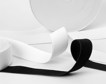 White Stretch Elastic – 9 mm & 40 mm – Soft and Strong – Polyester Spandex Sewing Elastic