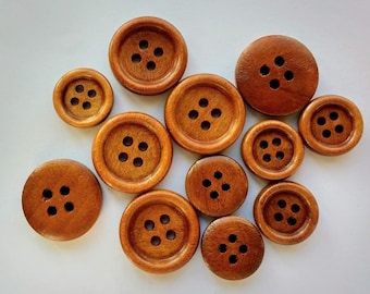 15mm, 20mm Wooden Classic Coffee Brown 4 holes  buttons