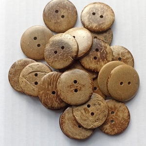 Natural sewing, craft coconut shell buttons 11.5mm, 15mm, 20mm, 25mm, 30mm, 34mm, 38mm, 44 mm. 34mm light x 4