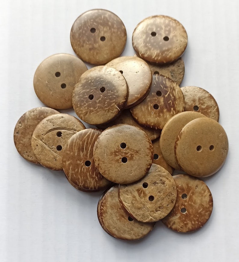Natural sewing, craft coconut shell buttons 11.5mm, 15mm, 20mm, 25mm, 30mm, 34mm, 38mm, 44 mm. 34mm light x 4
