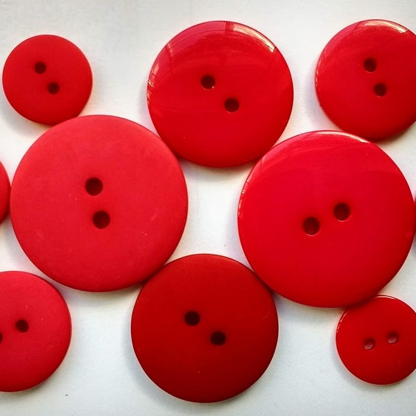 LeMSKoR HOT RED N148 15mm, 18mm, 20mm, 25mm,30mm Shine Matte Rownd Deux Trous Boutons Résine