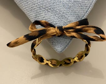 Bracelet jonc léopard acier inoxydable doré-Jonc réglable, adaptable-idée cadeau femme-idée cadeau pour mère