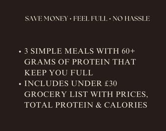 High Protein Meal Plan UK 60g Protein Meals Under 30 Pounds Budget Friendly Recipes Grocery List Stay Full Longer Weight Loss Meals