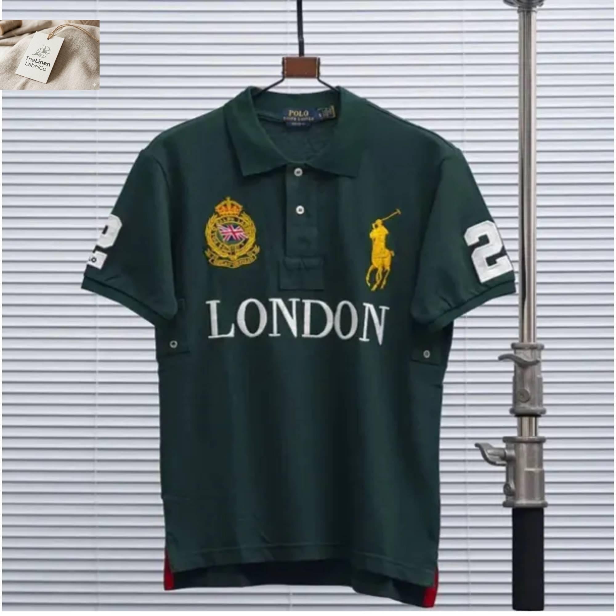 Green Ralph Lauren London Polo Custom Big Pony Cotton Shirt