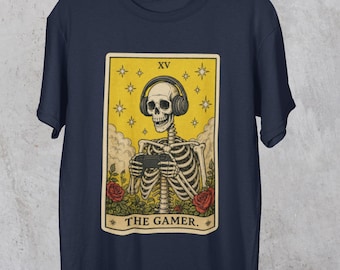 Tarot Card Shirt, Tarot Tshirt, Skull Shirt, Tarot Card Tee, Funny Tarot Card, Tarot Card The Gamer Graphic Vintage Video Games Skeleton