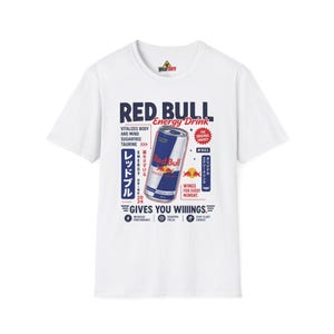 Red Bull Energy Drink Japanese Poster Parody T-Shirt | RedBull Tee , Ultra Gamer Graphic Tee, Funny Ad Monster Energy, Energy Drink Addict image 3