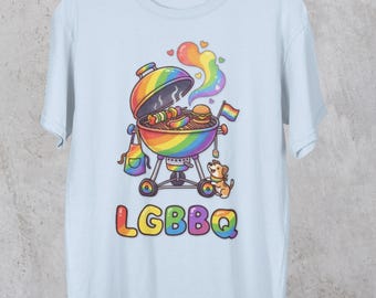LGBBQ T-Shirt | LGBTQ+ Pride Shirt BBQ | Pride Gift | Rainbow Colors | Progressive Rainbow Flag | Pride Flag Tee |