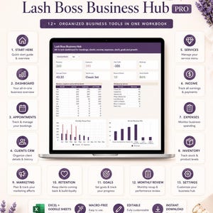 Lash Tech Business Spreadsheet, Appointment Tracker, Client CRM (Digital Download)