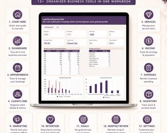 Lash Tech Business Tabelle, Terminplaner, Kunden crm, Income Expense Tracker, Lash Salon Excel Vorlage