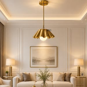 Handmade Brass Sputnik Pendant Light | Mid Century Modern Chandelier | Starburst Ceiling Fixture | Designer Lighting