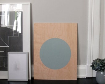circle screenprint on plywood, celadon