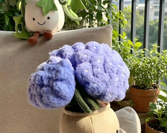 Conjunto de peluches Jellycat Amuseables Ivy Hydrangea, animales de peluche con plantas en maceta, peluches de flores suaves