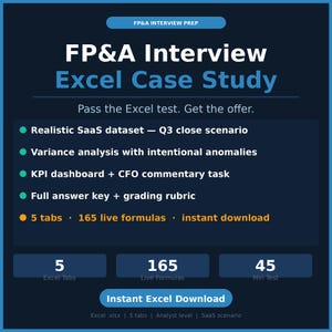 FP&A Interview Excel Case Study | Finance Analyst Test Practice (Digital Download)