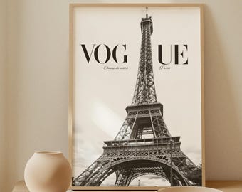 Vogue Eiffel Tower Poster | Paris Wall Art | Modern Fashion Print | French Editorial Decor | Minimal Chic Style