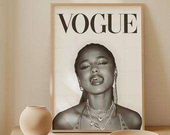 Tyla Vogue Cover Poster | Britische Vogue China Anapiano Symbol Wandkunst | Water Push 2 Start südafrikanische Musik Print | Raumdekor Geschenk