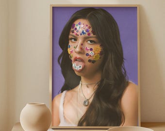 Olivia Rodrigo SOUR Album Poster | Drivers License Good 4 U Brutal Wall Art | Purple Aesthetic Pop Punk Music Print | Room Decor Gift