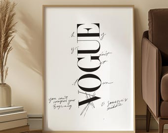Vogue Aesthetic Poster | Vintage Fashion Wall Art | Elegant Women Magazine Print | Chic Feminine Room Decor Gift For Fashion Lover