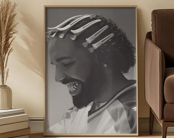 Ästhetischer Drake Wand-Kunst-Druck | Rap Icon Poster | Ansichten Era Musik Dekor | Toronto Sound Statement Stück | Champagner Papi Art