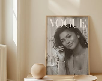 Iconic Zendaya Vogue Poster | Double Cover Fashion Icon Wall Art | Euphoria Dune The Drama Print | Luxury Editorial Room Decor Gift