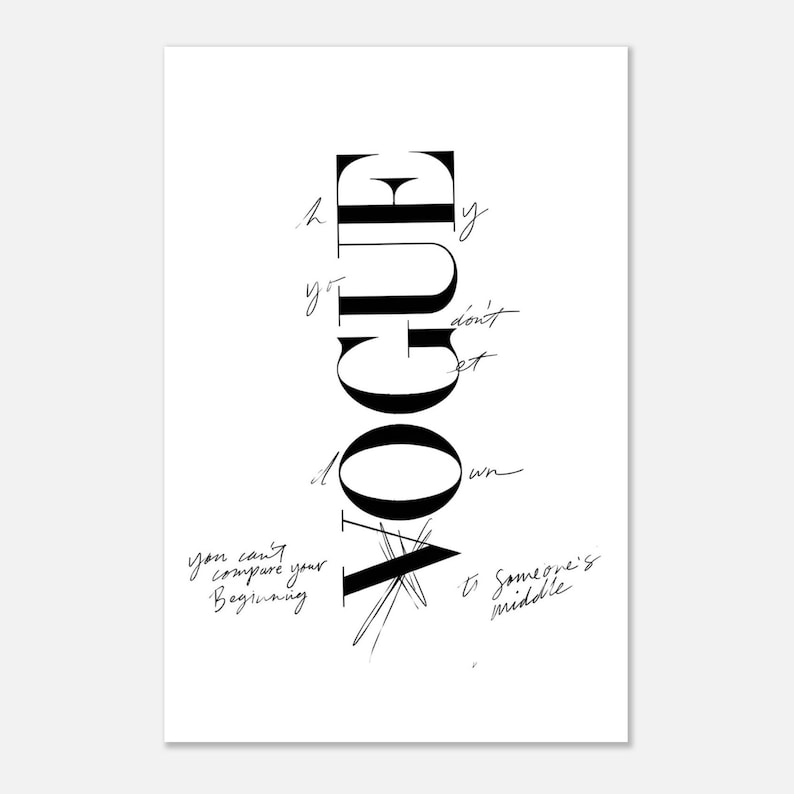 Póster estético Vogue / Arte mural de moda vintage / Lámina elegante de revista femenina / Regalo chic para la decoración de la habitación de una mujer que ama la moda imagen 5