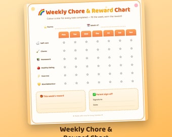 Wekelijks taken- en beloningsschema voor kinderen | Printbare gedragstracker (PDF)