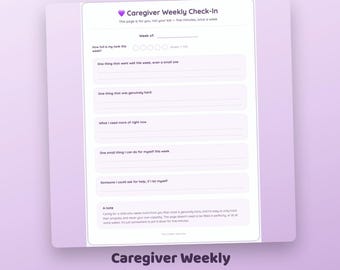 Dagboek voor zelfzorg voor mantelzorgers | Dagboek voor ouders van kinderen met speciale behoeften | Wekelijkse check-in printbaar | Direct te downloaden
