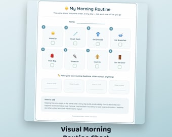 Morning Routine Chart | Visual Schedule for Kids  | Autism & ADHD Friendly (Instant Download)