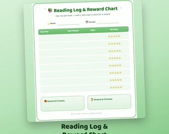 Leeslogboek en beloningskaart voor kinderen | Houd bij welke boeken je hebt gelezen en geef sterren (direct te downloaden)