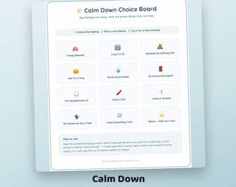 Printbaar keuzebord om tot rust te komen | Overzicht van copingvaardigheden voor autisme en ADHD | Hulpmiddel bij een meltdown | Direct te downloaden