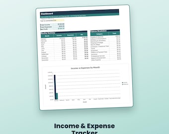 Spreadsheet voor de boekhouding van kleine bedrijven | Excel-overzicht van inkomsten en uitgaven | Bewerkbare Google Sheets-sjabloon | Direct downloaden