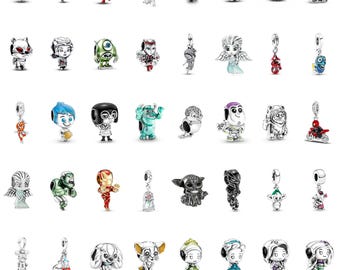 Cute Character Charm Beads for Pandora Style Bracelet, Silver Cartoon Animal Princess Dangle European Charms Gift for Girls Women